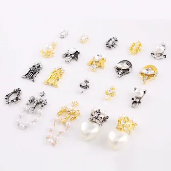 50Pcs/veľa Retro Kovové Klince Kúzlo Crystal Diamanty Kameň Kamienkami Nail Art Decor Pearl Šperky Nechtov Príslušenstvo Kamienkami #JE42