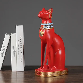 Svetlo Luxusnom Štýle Red Egyptský Súsošie, Socha Mačky Domáce Dekorácie, Ozdoby Živice Remesiel Dekorácie, Doplnky