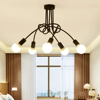 Americký retro kovaného železa LED E27 stropné svietidlo čiernej a bielej lampa obývacia izba stropné lampy, dekorácie, domáce osvetlenie