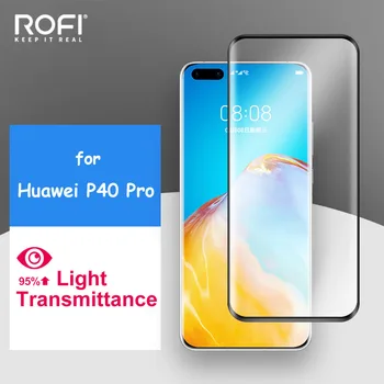ROFI pre Huawei P40 Pro Sklenený Kryt Zakrivené Celý Displej HD Tenký Ochranný Film Hladké Tvrdosť Tvrdeného Skla Screen Protector
