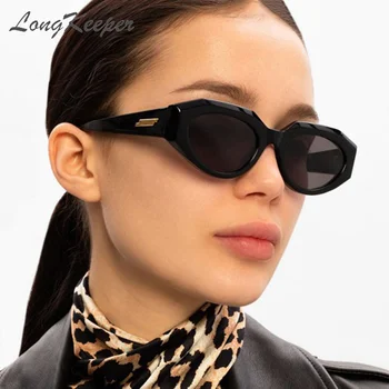 2021 Vintage Cat Eye Slnečné Okuliare Ženy Sexy Retro Malé Slnečné Okuliare Hrubé Rám Značky Dizajnér Black Leopard Okuliare Žena