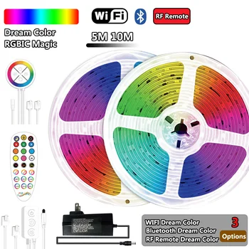 Revolvingový Rainbow RGBIC Adresný Dreamcolor Naháňa Účinok 5050 LED Pás Svetla, Wifi, Bluetooth, RÁDIOFREKVENČNÉ Diaľkové Magic Fantasy Farba