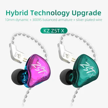 KZ ZSTX 1BA+1DD Hybridné Technológie V Ear Športové Slúchadlá Potlačením Hluku