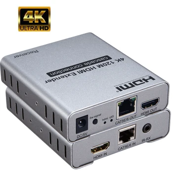 4K 120m HDMI Extender s loop-out，Použiť cat5e alebo cat6 kábel namiesto HDMI kábel na prenos HD signálov až do 120 metrov