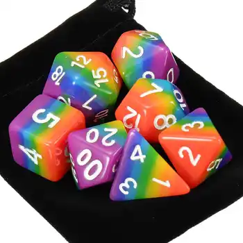 7pcs d&d Súbor D4 D6 D8 D10%D12 D20 Rainbow Polyhedral Kocky Nastaviť Rpg Dosková Hra Kocky Za Rady Dragons Game S Bag
