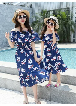 Šaty pre mamu a dcéru rovnaké oblečenie pre celú rodinu Lete rovnaké šaty v dovolenku