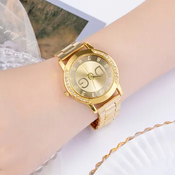 GR značky dámske hodinky Európskej pop štýl lDG adies luxusné diamantové hodinky z nerezovej ocele, quartz hodinky dámske ležérne módne hodinky