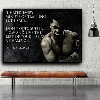 Muhammad Ali Motivačný Citát Wall Art Obrazy Na Plátne Maľovanie Nordic Inšpiratívne Šport Plagáty Vytlačí Domova