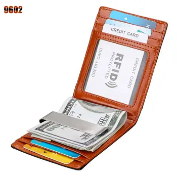 Nové Originálne Kožené pánske RFID Peniaze Klip Business Kreditnej Karty Držiteľ Tenký Mini Doláru Bill Držiteľ Karty Peňaženky Porte Carte Homme