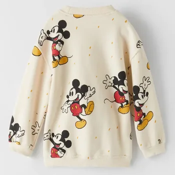 Mikina Disney Módne Viac Mickey Mouse List Karikatúra Tlače Dlhý Rukáv O-Krku Harajuku Ženy Voľné Topy Žena Streetwear
