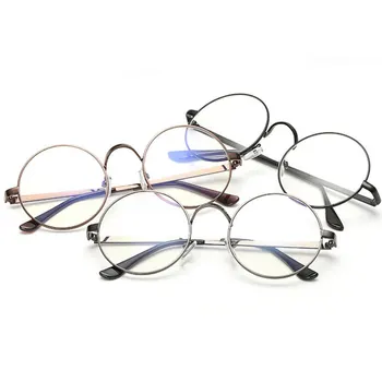 Lacné malé okrúhle blbecek okuliare jasný objektív unisex gold okolo kovového rámu okuliarov rám optickej muži ženy čierne Okuliare Rámy
