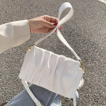 Jednofarebné Skladaný Žena Tote bag 2020 Módy Nové Vysoko kvalitné Kožené dámske Dizajnér Kabelka Reťazca Ramenný Messenger Taška