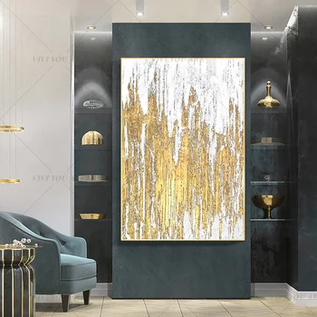 Móda Handmade Abstraktné Luxusné Zlaté Čierna olejomaľba na Obývacia Izba Modernej Maľby stien interiéru obrázok umenie Darček