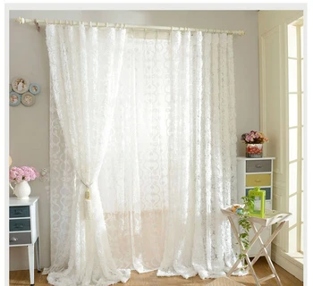 Pomaly Duša Biela 3D ruže závesy obývacia izba, spálňa Tylu Opony Európu štýl krátke záclonové cortina domova