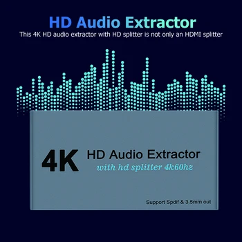 4K HD Audio Zariadenia S HD Splitter HD, HD + Audio Prevodník S SPDIF+3,5 mm Stereo Jack HDMI Splitter 2021 Hot Predaj