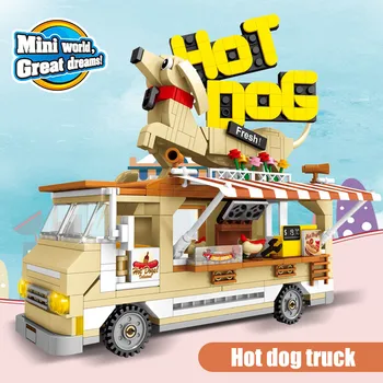 511pcs Ulice Mesta Série Hot Dog Truck Model Stavebné Bloky, Priatelia, Stanovanie Auto Údaje Tehly Hračky pre Dievčatá Dary