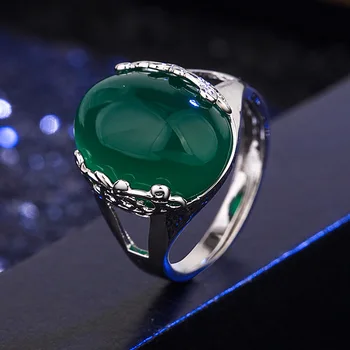 925 Sterling Silver Ring pre Ženy, Mužov Prírodné Emerald Drahokam Tyrkysové Bizuteria Masívneho Striebra 925 Šperky Emerald Krúžky