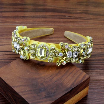Iskrivá ružová, zelená, žltá kryštály luxusné hairband barokový diamante vlasy, šperky drahokamu hlavový most pre módne ženy