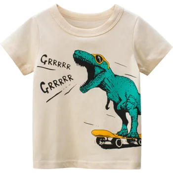 Boys & Girls Cartoon T-shirts Deti Dinosaura Tlač Tričko pre Chlapcov Deti Letné Krátke Sleeve T-shirt Bavlnené Oblečenie, Topy
