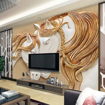Moderné Bohemia 3D stereo Oslobodenie koňa Foto nástennú maľbu, Tapety Hotel Restaurant Cafe Obývacia Izba Abstraktné Umenie Tapety Domova