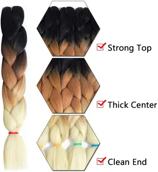 Kong&Li Syntetické vlasy Vrkôčiky Ombre Pletenie predlžovanie Vlasov Box Vrkoč Vlasy Ružová, Fialová, Žltá Zlatej Farby