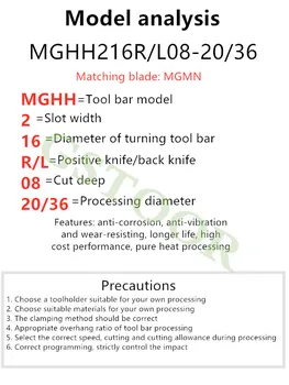 1PC MGHH225R/L 08-20/36 10-30/50 12-50/80 13-80/160 14-160/400 15-200/800 MGHH Groove Toolholder pružinovej Ocele, Nástrojovej Lište Pre MGMN