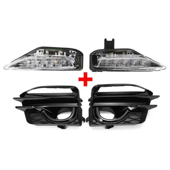Lesklé Čierne Auto Predné Hmlové Svetlo Mriežka Kryt + LED Denných prevádzkových Signálneho Svetla Lampy, Infiniti Q50 Šport 2016 2017