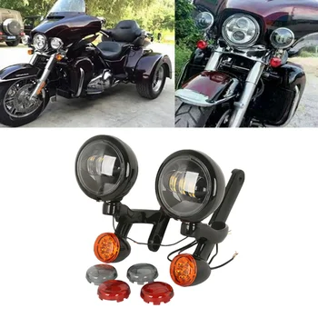 Motocykel Pomocné Zase Signál LED Spot Hmlové Svetlo Bývanie Držiakom Na Harley Street Electra Glide Road King FLHX FLHXXX 94-20