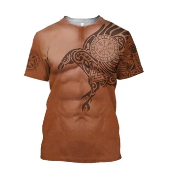 Viking symbol - odin Tetovanie 3D Vytlačené mužov tričko Harajuku Módne tričko s Krátkym rukávom letné streetwear Unisex tričko topy WS09