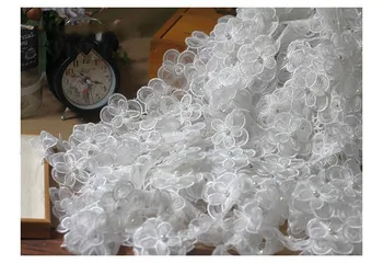 20 Ks/Veľa Organza výšivky, čipky patch čipkou trim oblečenie 3D Lištovanie kvetinové svadobné šaty diy applique white SM583