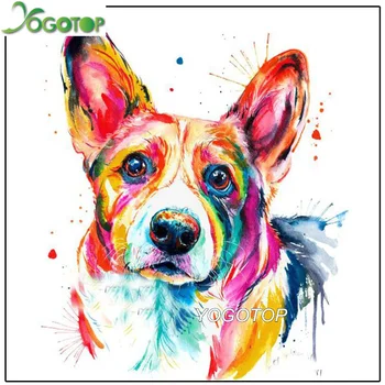 YOGOTOP 5D DIY Cross Stitch Diamond Maľovanie farebné corgi psa Úplné Zobrazenie Pet Zvierat Square/Kolo Výšivky Mozaikové Umenie YY434