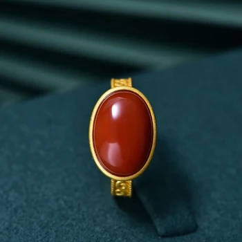Amorita boutique Červené, oválne prírodného kameňa krúžok