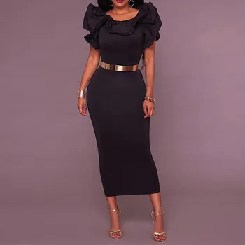 Elegantné Šaty Žien Bodycon Midi Večierok Slim Fit Späť Split Prehrabať Vestidos Africkej Ženy Večera Formálne Letné Šaty
