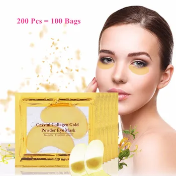 200Pcs=100Pairs kórejský Kozmetika Krása 24K Crystal Kolagénu Zlato Očná Maska Proti Starnutiu Akné Vlhkosti Záplaty Pre Oko Starostlivosť o Pleť