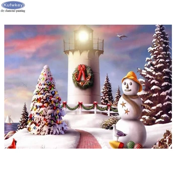 DIY Diamond Maľovanie Vianočných a snehuliak Výšivky Plné Námestie/Kolo Vŕtať Cross Stitch maják 5D Domova Darček