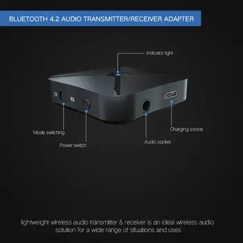 Bezdrôtový Bluetooth 4.2 Audio Vysielač, Prijímač, TELEVÍZOR Auto Hudby Prijímač 2 v 1 Universal Music Adaptér Pre Slúchadlá Reproduktor