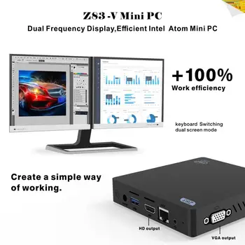 Z83V 4G 64 G Windows10 Mini Pc Intel Atom x5-Z8350 Quad Core 1000M Lan Dual WiFi HD VGA Displej Office Počítač Win10 Mini PC