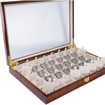 LBER 40 Párov Cufflink a Kravatu Klip Úložný Box pre Mužov Módne Maľované Drevené Krúžok Náušnice Kolekcia Šperkov Zobraziť Okno