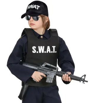 Deti Polícia Swat Nepriestrelný Vesta & Swat Spp Klobúk Maškarný Kostým Oblečenie, 3-9years deti policajt kostým