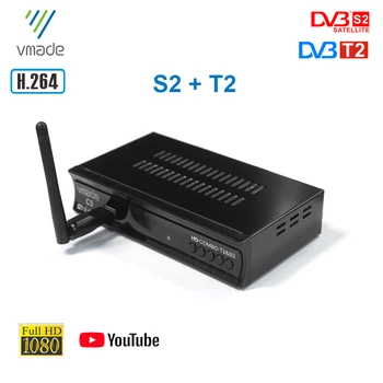 DVB S2 Satelitný TV Prijímač DVB-T2 pozemského Digitálneho TV Tuner HD Kombo H. 264 Dekodér, TV BOX Podporu Youtube Pre Španielsko Francúzsko