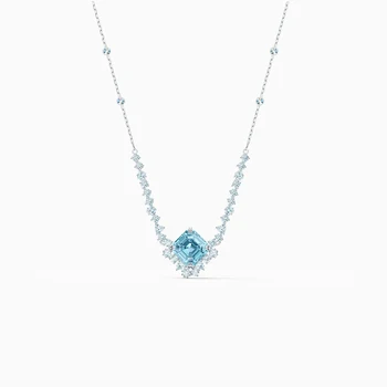 2020 Módne Šperky SWA Nové ŠUMIVÉ NÁHRDELNÍK Očarujúce Svetlo Modrý Štvorec Dekorácie Ženy Romantické Luxusné Šperky Dary