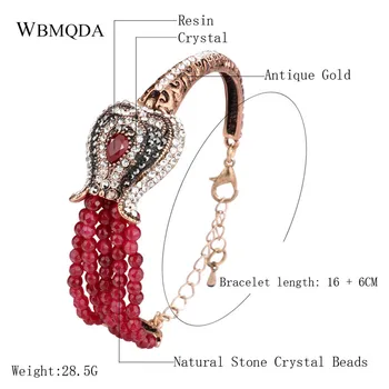 Wbmqda Luxusné Červené Prírodného Kameňa Crystal Korálky Viacvrstvových Starožitné Zlata Farebné Náramky, Prívesky Pre Ženy Vinobranie, Turecký Šperky