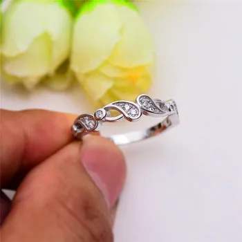 Luxusné Žena Crystal Malé Vlny Krúžok Reálne 925 Sterling Silver Prst Prsteň Boho Sľub Zásnubné Prstene Pre Ženy