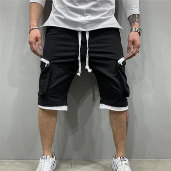 Letné rýchle sušenie šortky pánske jogging krátke nohavice Bežné fitness streetwear mužov Multi-vrecko šport bežné hip cargo šortky
