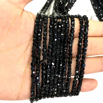 Námestie Black Spinelovou Korálky 4-5mm Prírodný Drahokam Dištančné Šperky, Doplnky, Takže DIY Náhrdelník Náramok 15 palcov výrobnú Cenu