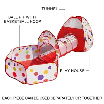 Prenosné Skladacie Pop-Up detský Stan S Tunelom Veľké Deti Hrať Dom Vonku Baby Ball Pool Jamy Chlapcov, Hračky Stany Wigwam