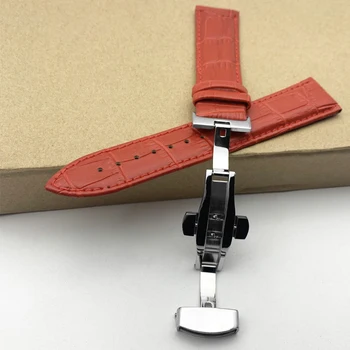 Originálne Kožené Watchband S Butterfly Spona Pásma Croco Zrna Náramok pre Pulseira Sledovať veľkosti 12 14 16 18 19 20 21 22 24 mm