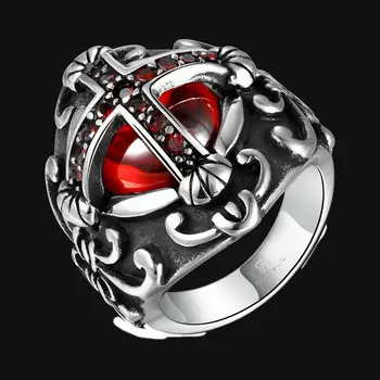 GOMAYA 316L Nerezovej Ocele Červené Krúžky Pre Mužov Black kruhovú Osobnosti Vintage Štýl Výročie Módne Šperky Hot Predaj
