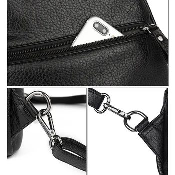 Vintage Mini Batoh Zips, Dve Ženy Batoh Kvalitné Black PU Koža Batoh Sac Dos Femme Vysokou Kapacitou Cestovná Taška