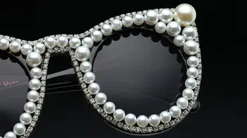 Emosnia Nadrozmerné Okuliare Ženy Luxusný Pearl diamond Cat Eye Značky Dizajnér slnečné Okuliare Pre Dámy veľkého rámu odtiene Oculos